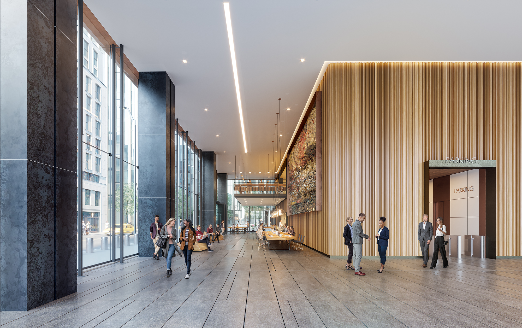 Lobby of SCB's Telegraph Tower. Interior Design. Workplace.