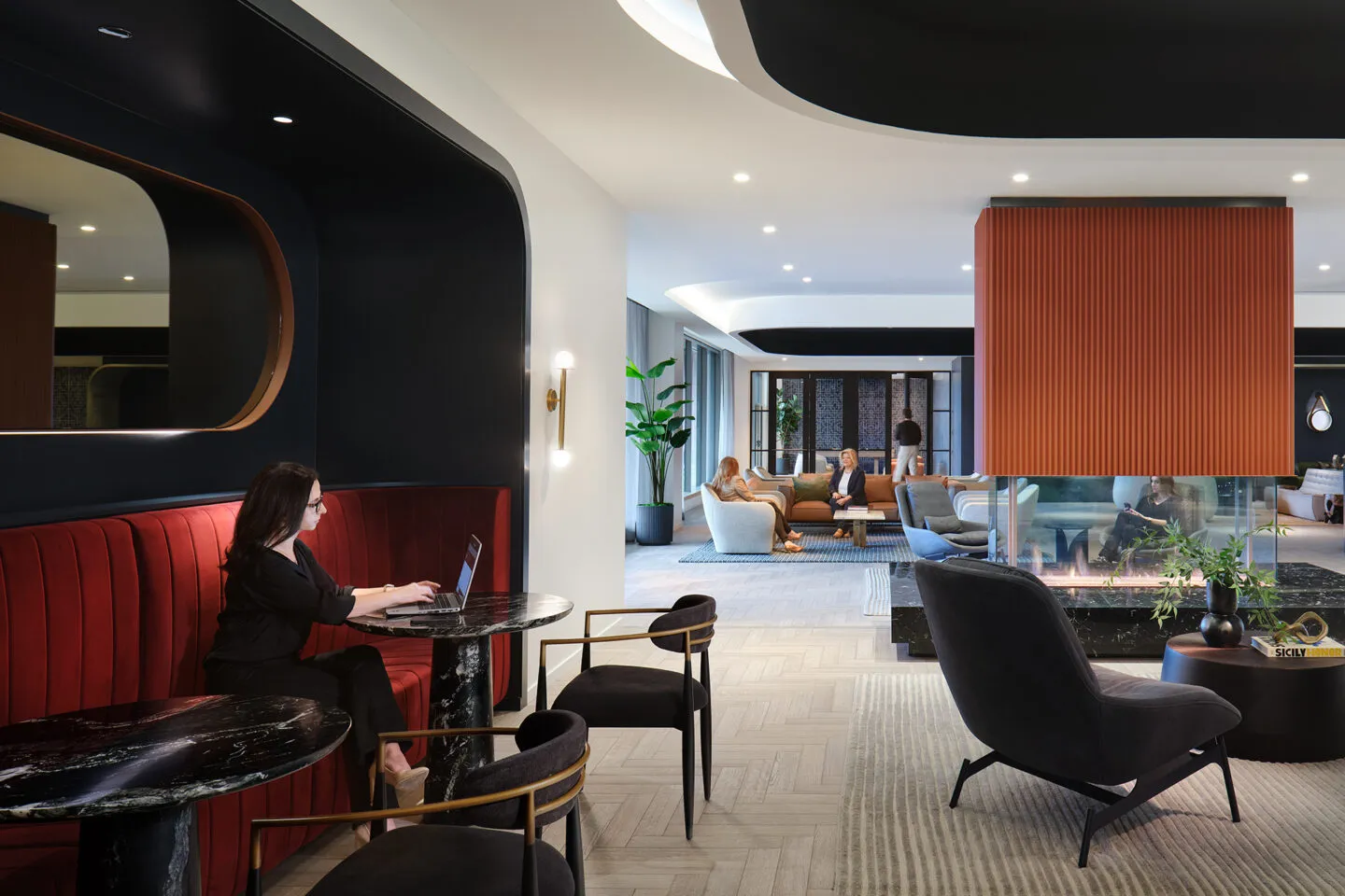 Lounge at SCB's Canal Station. Architecture. Adaptive Reuse. Renovation. Office. Interior Design. Repositioning.